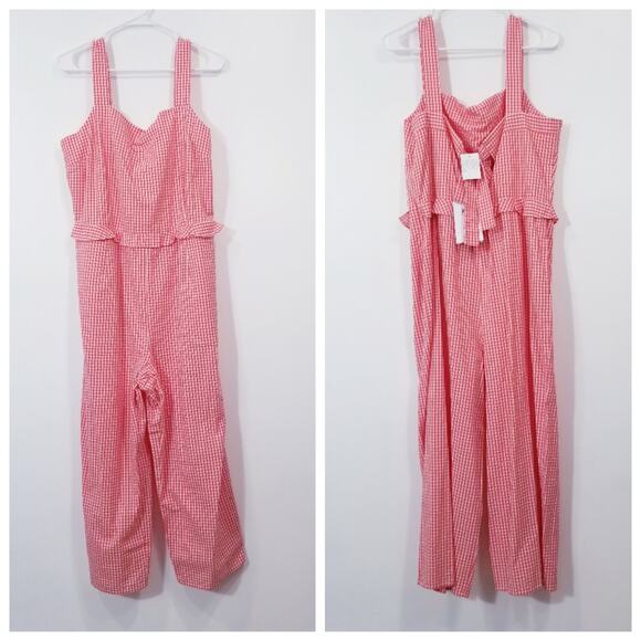Gal meets Glam Gingham Ruffle Logan Jumpsuit Wide Leg Square neckline - Picture 3 of 15